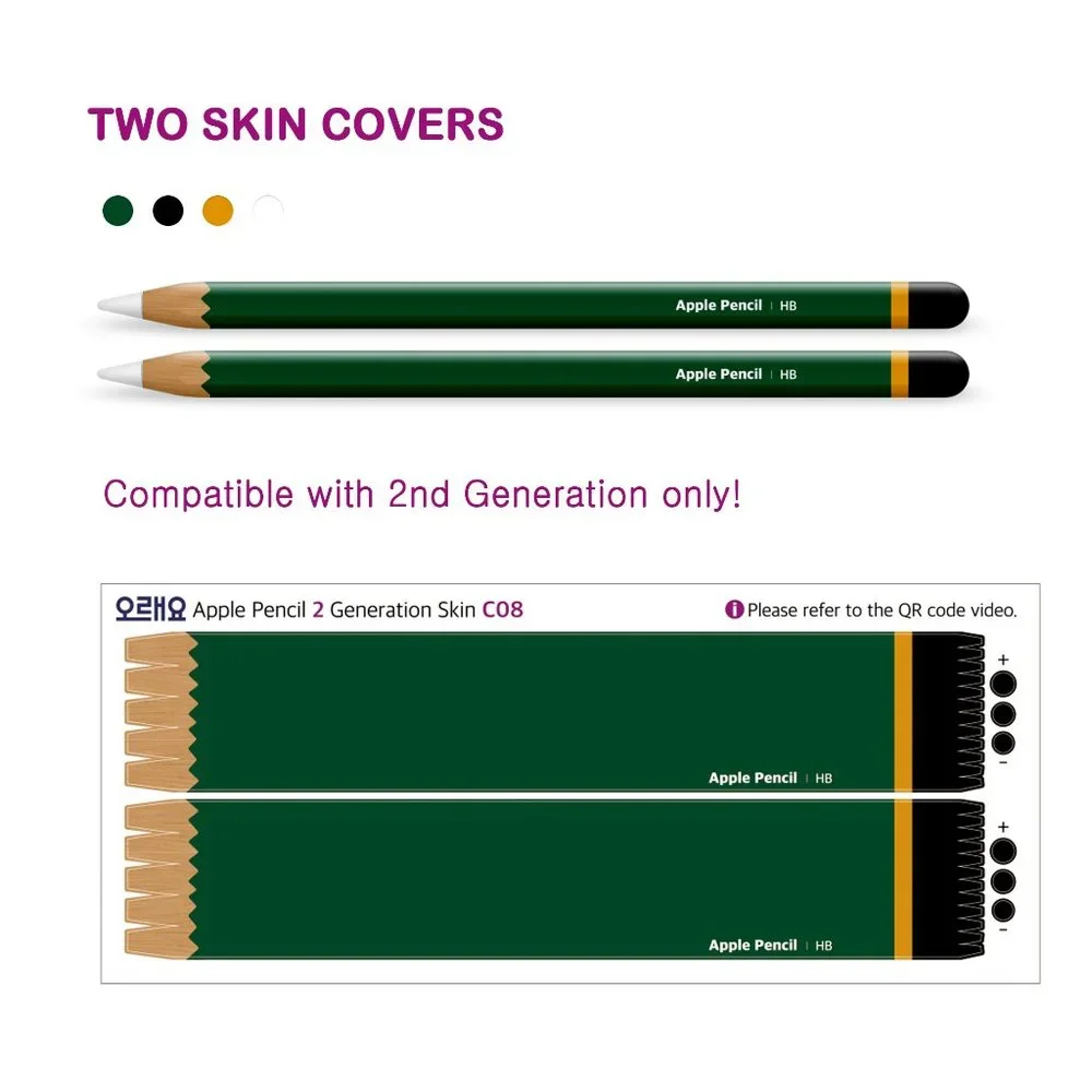 Apple Pencil Skin [2 Pack] Ultra Thin 3M Premium Vinyl Cover - 2nd Generation